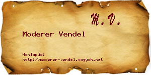 Moderer Vendel névjegykártya